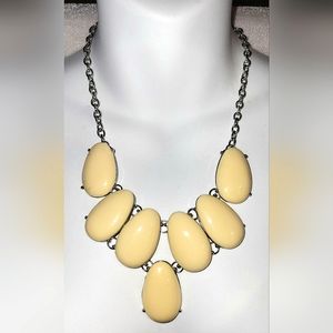 Gorgeous Beige Silver Tone Statement Necklace